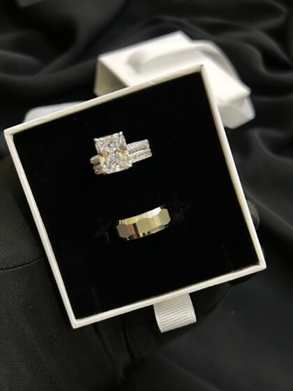 925 Sterling Silver paired with a textured Titanium band