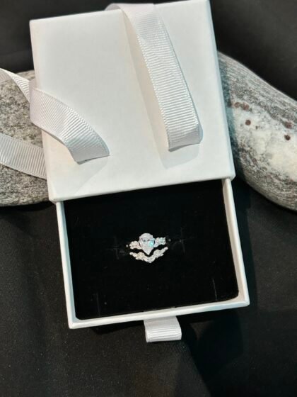 925 Sterling Silver Tear drop ring for the bride